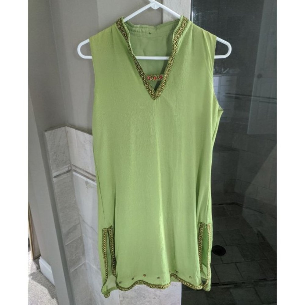 Shalwar Kameez Green with  Red detailing Set